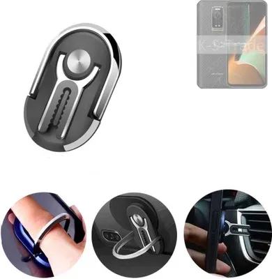 Produktbild von K-S-Trade 3in1 Smartphone-Ring Handy-Ring kompatibel mit Ulefone Armor 17 Pro Fingerhalterung  Handyring Tischständer Lüftungsgitter-Halterung Tisch