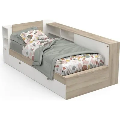 Produktbild von LIFE Kinderbett 90 x 190/200 – Stauraum – Eiche und Weiß