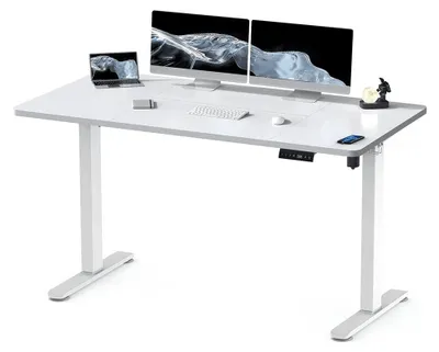 Image de Bureau réglable en hauteur - Bureau assis-debout - Bureau d'angle - Bureau informatique - Table de travail - 120x60 cm
