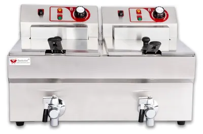 Produktbild von Beeketal Gastronomie Friteuse Fritteuse 230V, Fritteuse BTF/BWF:BTF20B - 9 + 9 L mit Ablaufhahn
