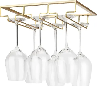 Produktbild von Weinglashalter Gläserhalter aus Metall Gläserschiene Halter Unter Schrank mit Schrauben Weinglas Rack zum Aufhängen für Hausbar Küche Bar Pub Restaurant