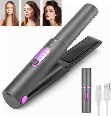 Produktbild von Glätteisen Kabelloser Haarglätter,Tragbar,3 Temperaturstufen,4800mAh,Glättbürste