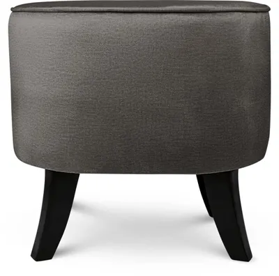 Produktbild von MG Design Ovaler Samt-Hocker 42 x 52 cm in Grau mit Holzbeinen - Gepolsterter Fußhocker für Wohnzimmer oder Schlafzimmer