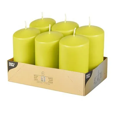 Produktbild von Papstar Stumpenkerzen Ø 60 mm 115 mm kiwi, 4 x 6 Stück
