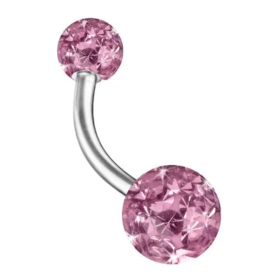 Produktbild von Taffstyle Bauchnabelpiercing Bauchnabelpiercing Banane Piercing Doppel Multi Epoxy Ferido Kristall Kugeln, Lila / 8mm