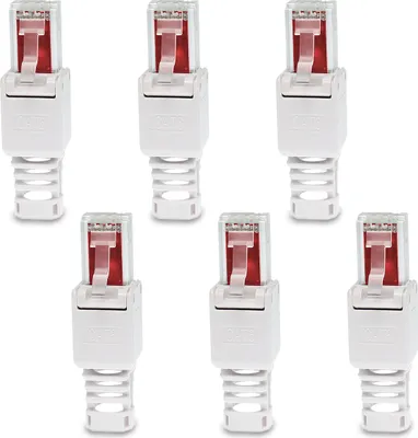 Produktbild von Netzwerkstecker Cat 6 RJ45 Stecker 6x Steckverbinder werkzeuglos Zugentlastung