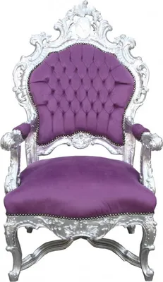 Produktbild von Casa Padrino Barock Luxus Thron Sessel Lila/Silber - Unikat - Barock Möbel Thron Königssessel - Limited Edition