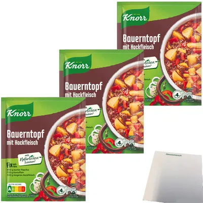 Produktbild von Knorr Fix Bauern-Topf mit Hackfleisch Würzmischung 3er Pack (3x43g Packung) + usy Block