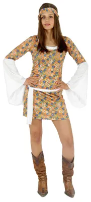 Produktbild von schönes Hippie 70er Jahre Kleid für Damen Gr. S - XL, Größe:L