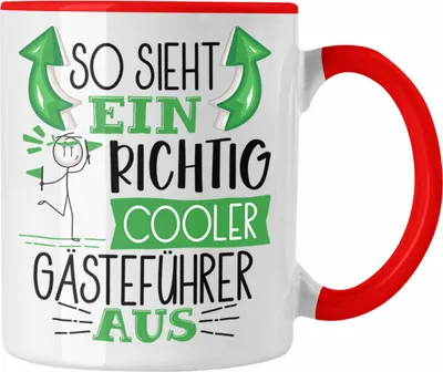 Produktbild von Trendation - Gästeführer Tasse Geschenk So Sieht Ein RIchtig Cooler Gästeführer Aus Geschenkidee Lustiger Spruch Geburtstag Becher Kaffeetasse (Rot)