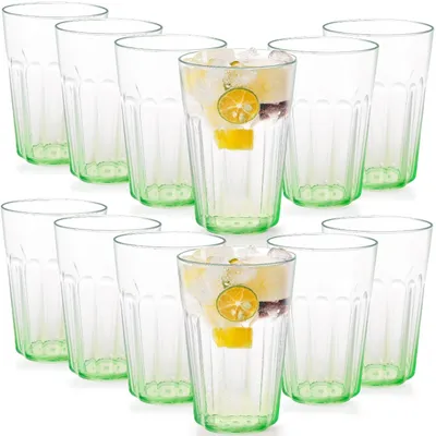 Productafbeelding van Drinkwaterglazen Onbreekbaar - Herbruikbaar Plastic Bekers - Set van 12 - Stapelbaar - Multifunctioneel - 350ml