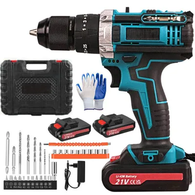 Produktbild von AIORBER 3-in-1 Akku- & Bohrschrauber, Akku Bohrschrauber, mit Integriertes LED-Licht, 21V Kraftpaket mit 2x 1500mAh Akkus & 33-tlg. Zubehör-Set