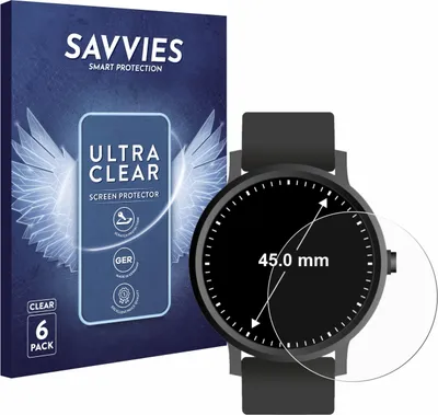 Produktbild von 6x Für Armbanduhren (Kreisrund, ø: 45 mm) Schutzfolie Savvies Displayschutz Display Schutz Folie Klar Transparent