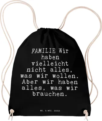 Produktbild von Mr. & Mrs. Panda Jutebeutel FAMILIE Wir haben vielleicht... - Schwarz - Geschenk, Tochter, Sohn, Turnbeutel, Sprüche, Muttertag Geschwister, Beutel, Schwester, Mama