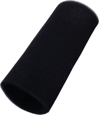A black foam filter is shown on a white background.