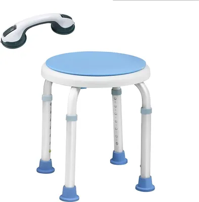 Produktbild von Sprchová stolička 36-51 cm Výškovo nastaviteľná sprchová stolička s rukoväťou Kúpeľňová stolička 360° otočná sprchová pomôcka protišmykové sprchové sedadlo (typ C, s rukoväťou) CEEDIR
