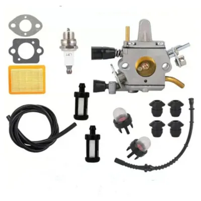 Immagine prodotto di INF Kit carburatore 15 pezzi – Set riparazione in lega di alluminio compatibile con Stihl FS120 FS200 FS220 FS250 FS400 FS450 FS480