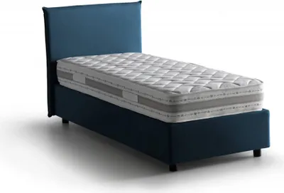 Produktbild von Einzelbett Daugell, Containerbett mit Stoffbespannung, 100%  Italy, Seitliche–ffnung, inklusive Matratze Cm 80x190, Blau
