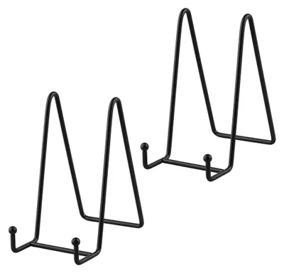 Produktbild von Tellerständer - 2 Stück aus Eisen Metall - Dekoteller Bilderrahmen und Buchaufsteller - Schwarz - 15,2 cm