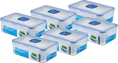 Produktbild von LocknLock Dosen 6er SET HPL817T Vorratsdosen mit Ablaufgitter 1 Liter - Maße (LxBxH): 205 x 134 x 69 mm - Geeignete Dosen zum Einfrieren und Mikrowelle Lock and Lock Dosen Food Box Meal-Prep-Boxen