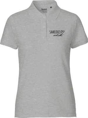 Produktbild von Huuraa Damen Polo Shirt Saarlouis verliebt S Sport Grey Bio Baumwolle Fairtrade Poloshirt Geschenkidee
