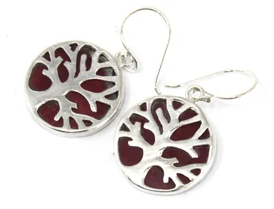 Imagen del producto de Pendientes Plata de Árbol de la Vida 15mm - Efecto Coral