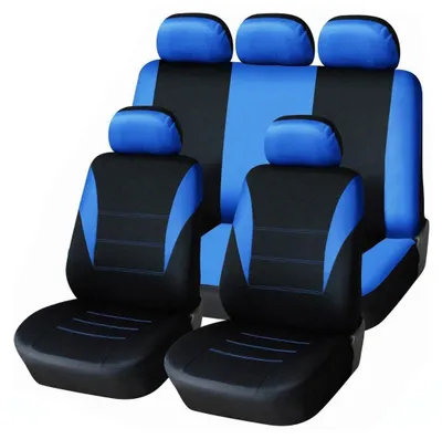 Immagine prodotto di Copri sedili universali per auto, coprisedili, set completo per sedili anteriori e posteriori, 9 pezzi, blu-nero