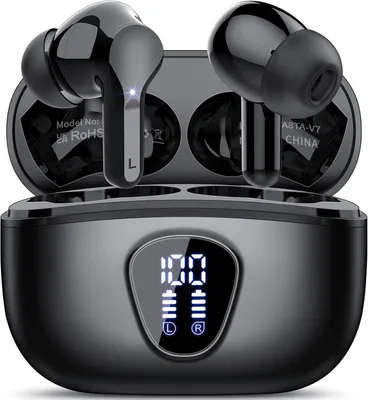Produktbild von In Ear, 4 ENC Noise Cancelling Mic Ohrhörer, HiFi Stereo Tiefbass, 40H Spielzeit, IP7 Wasserdichte Earbuds, Touch Control, LED-Anzeige, Bluetooth 5.4