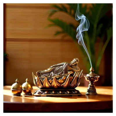 Produktbild von Buddha-Figur aus massivem Messing, klein, antikes Kupfer, Guanyin, schlafende Buddha-Statue, Dekoration für Schreibtisch und Zuhause, Handwerkskunst