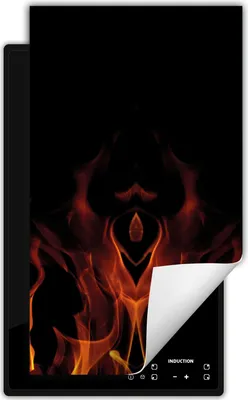 Immagine prodotto di DarHaus Piastra di copertura per stufa 1 pezzo 30x52 cm Tappetino antiscivolo Roll-up, nero - Fuoco