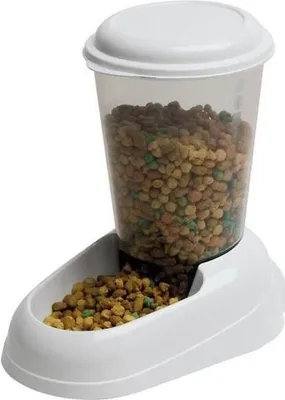 Obrázek produktu pro Automatický podavač krmiva pro psy a kočky, Ferplast Zenith 3L, plast, 29,2 x 20,2 x 28,8 cm, bílý, protiskluzový