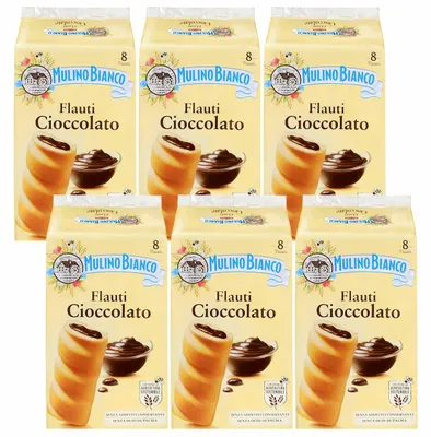 Produktbild von MULINO BIANCO Italienische Kekse 330g (Flauti Ciocciolato, x6)