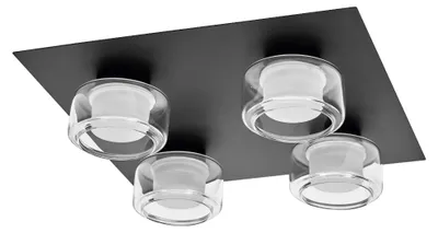 Zdjęcie produktu dla Lampa ścienna i sufitowa LEDVANCE ORBIS Flame z diodami LED, czarna, 22 W, 1400 lm, 3000/4000 K, temperatura barwowa regulowana za pomocą przełącznika ściennego (chłodna biel/ciepła biel), stopień ochrony IP44 przed ciałami obcymi i bryzgami wody