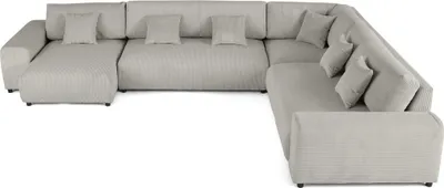 Image de Lisa Design Garance - canapé modulable d'angle droit - 8 places - en velours côtelé , Gris clair