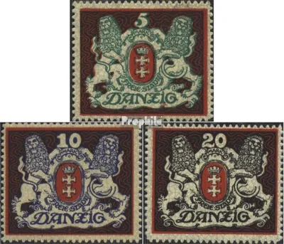 Produktbild von Briefmarken Danzig 1921 Mi 87X-89X (kompl.Ausg.) mit Durchstich, Zähnung evtl. fehlerhaft mit Falz Großes Wappen