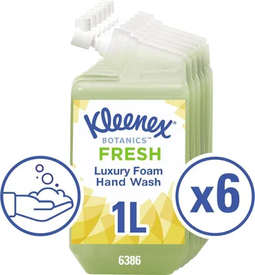 Produktbild von Kleenex Botanics Fresh, Hände, Spender-Nachfüllseife, Patrone, Feuchtigkeitsspendend, Feuchtigkeitsspendend, Auffrischend, Regenerierend, Revitalisierend, Aloe, Gurke, Grün