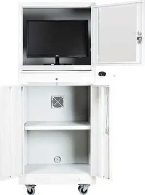Produktbild von Industrie-PC-Schrank BEAR auf Rollen | HxBxT 170x68x60cm | Weiß