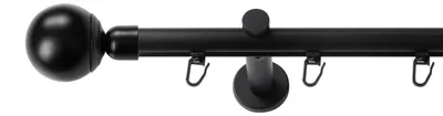 Produktbild von SN Deco Gardinenstange Innenlauf Reims, 19 mm, 1-läufig, Stahl, Komplett-Set mit Ringen, Profilträger, 150 cm, schwarz