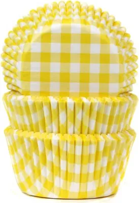 Produktbild von 50 Muffinförmchen, gelb weiß kariert