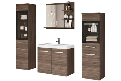 Produktbild von MINIO Badmöbel-Set "MARIT I" mit Waschbecken, ohne LED-Beleuchtung – Walnut Villa