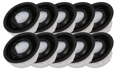 A top-down view of a collection of vacuum cleaner bags.