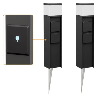 Produktbild von ledscom.de 2x Pollerleuchte PODEL mit Erdspieß für außen, Smart Home, 39cm, schwarz, 2 Steckdosen, inkl. G9 Leuchtmittel, 501lm, warmweiß – Schwarz / Smart Home / 501lm (4,1w) / Lichtfarbe: Warmweiß,