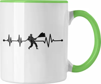 Produktbild von Trendation - Feuerwehr Herzschlag Geschenk Tasse Feuerwehrmann Geschenkidee Lustig Männer (Grün)