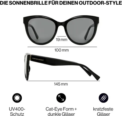 Produktbild von Foster Grant Damen-Sonnenbrille Polarisiert – Runde schwarze Fassung mit Gold-Logo-Detail, polarisierte Gläser, kratz- & stoßfest & UV400-Filterung für einen eleganten Look