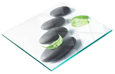 Immagine prodotto di Tagliere decorativo da cucina in vetro, con motivo floreale e a foglie, dimensioni 60 x 52 cm