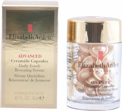 A box and a jar of Elizabeth Arden Advanced Ceramide Capsules.