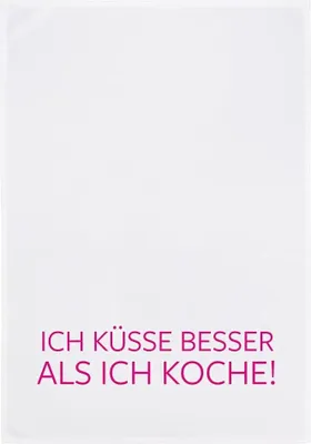 Produktbild von Maritime Geschirrtücher / Küchen-Tuch - Dish Towel Vintage 50 x 70 cm ICH KÜSSE BESSER ALS, pink