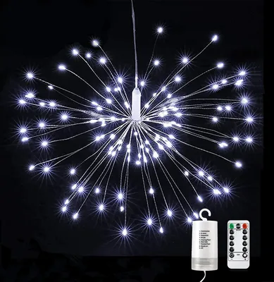 Produktbild von 150 LED Feuerwerk Lichterkette Starburst Lichter 8 Modi mit Fernbedienung Party Garten Innen Weihnachten Deko, Kaltweiß
