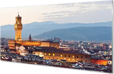 Produktbild von Glasbilder 120x60 Wandkunst Italien Schloss Sonnenuntergang Panorama
