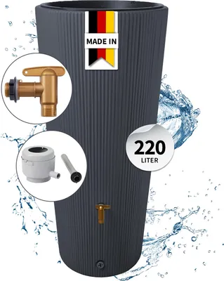 Produktbild von 4rain VASO 2in1 DECOR Regenspeicher 220 Liter graphite grey inkl. Kunststoff-Auslaufhahn und Fallrohranschluss